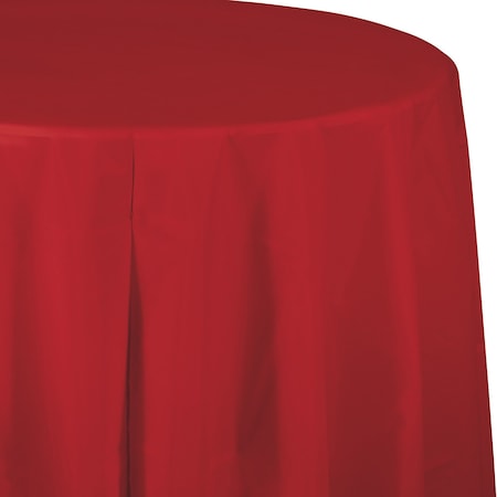 Touch Of Color Classic Red Round Plastic Tablecloth, 82", 12PK 703548